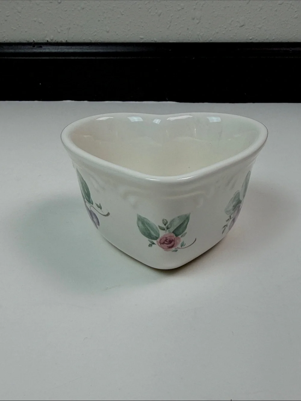 Pfaltzgraff Vintage Ceramic Heart Dish Grapevine Pattern Trinket Bowl Cottage